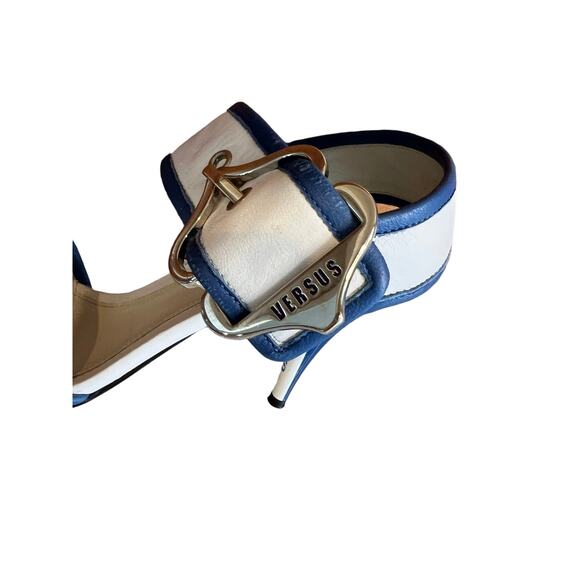 Versace Versus Heeled Sandals White Blue 39 - Picture 4 of 11